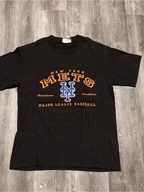 Vintage Majestic MLB New York Mets Short Sleeve Shirt Blk Size M